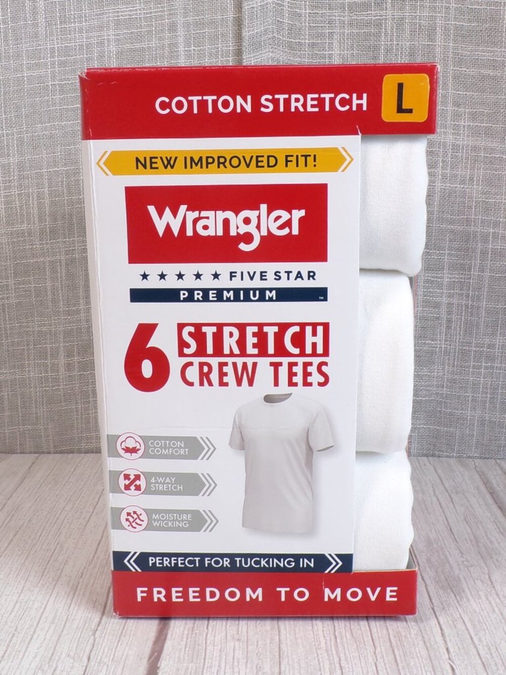 NWT Wrangler Men's L Crew Neck Tees 6-Pack